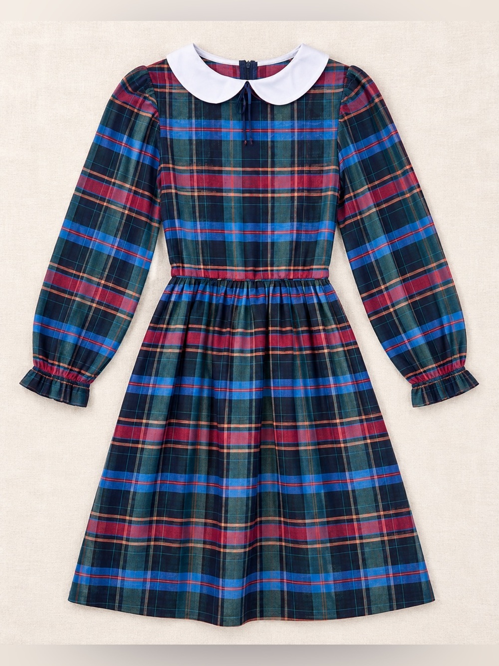 Vintage Elen Henderson Kids Size 12 Tartan Plaid Peter Pan Collar Farmcore Dress